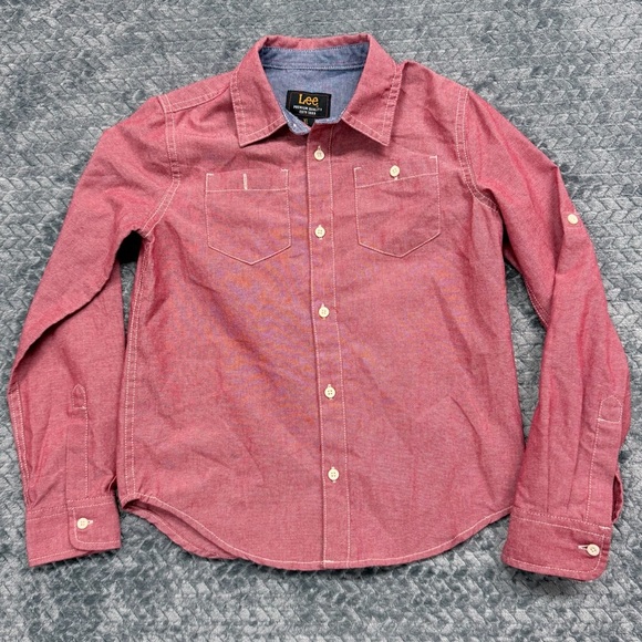 Lee Other - Lee Boys Red Chambray Long Sleeve Button-Down Shirt Size XL (7)